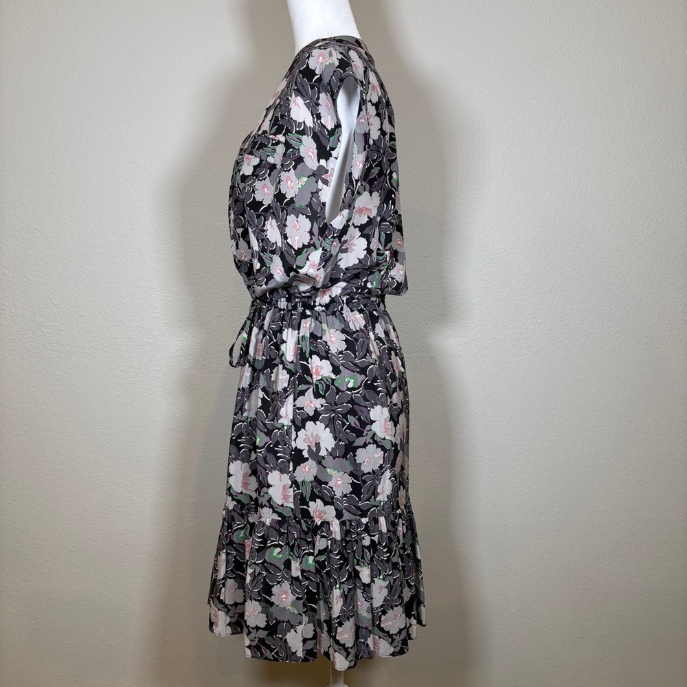 Rebecca Taylor Black and Pink Floral Silk Dress Size 6 - Picture 2 of 6